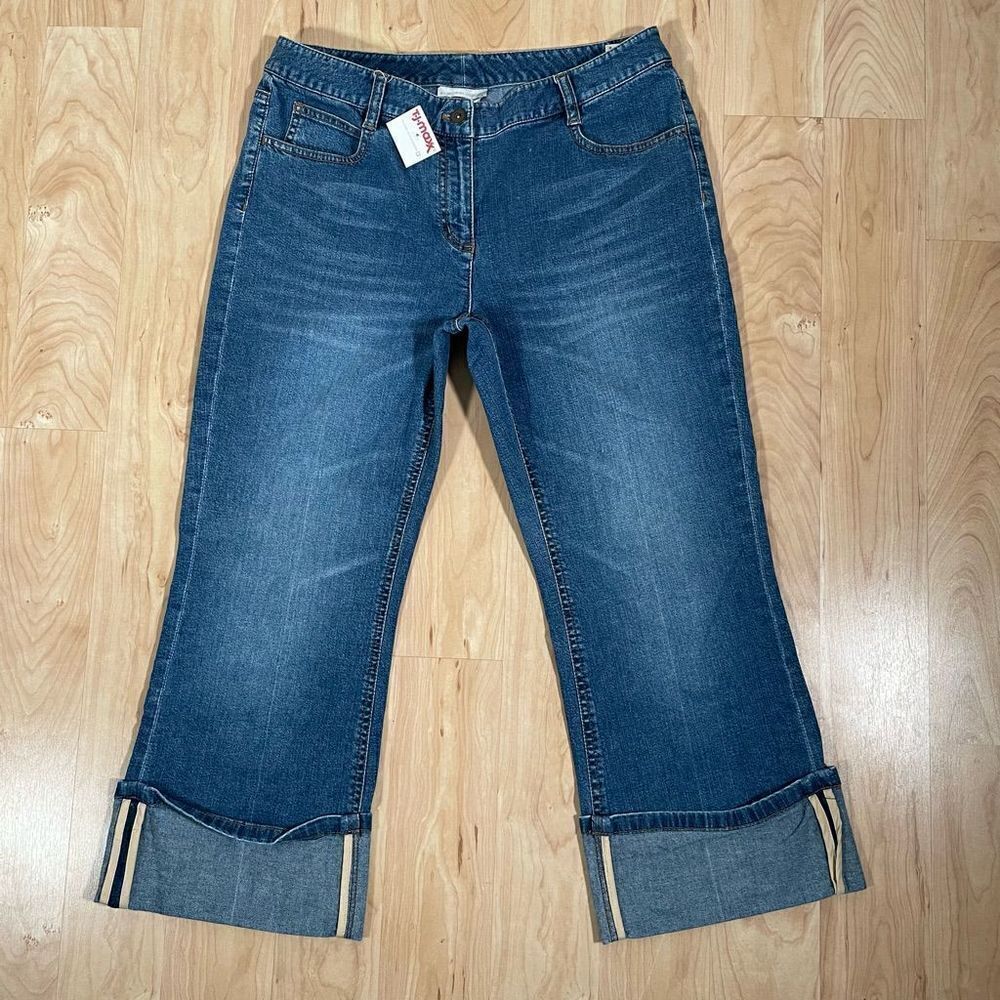 NWT Classiques Entier Sz 8 Capri Cropped Blue Jeans